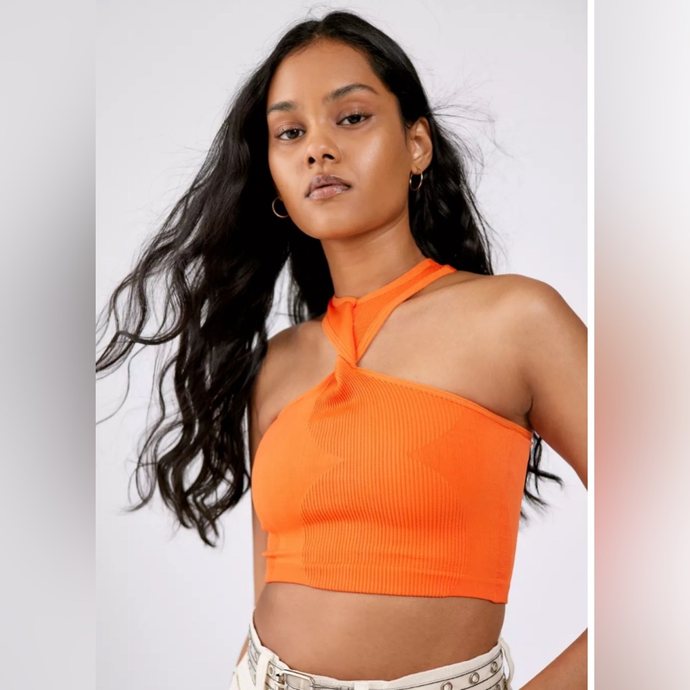 Out From Under by Urban Outfitters Zelda Seamless Twist Bra Top Tangerine Size M
